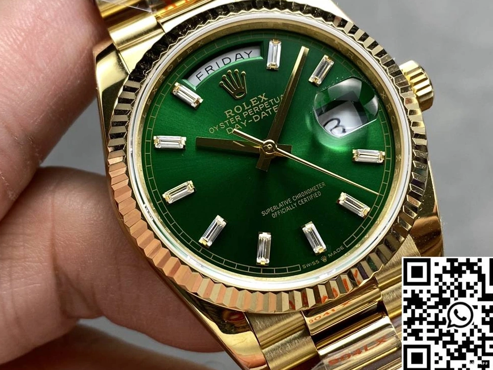 Yellow Gold Rolex M128238-0130 QF Green 36mm Day Date Tungsten Steel Factory Dial v5 0509
